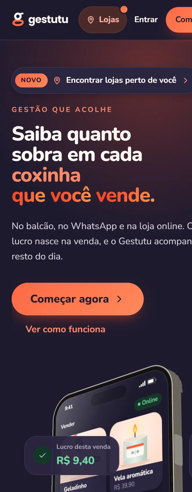 Gestutu aberto no celular